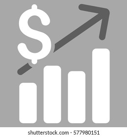 Financial Chart vector pictogram. Illustration style is a flat iconic bicolor dark gray and white symbol on silver background.
