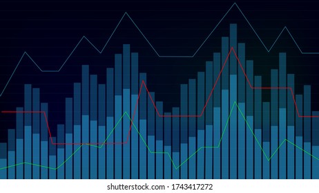 Financial charts, business analytics background, abstract monitor, vector illustration.