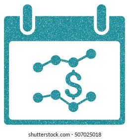 Financial Charts Calendar Day grainy textured icon for overlay watermark stamps. Flat symbol with scratched texture.