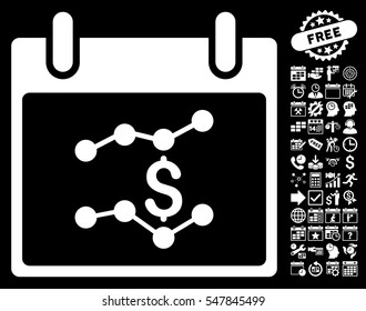 Financial Charts Calendar Day icon with bonus calendar and time management clip art. Vector illustration style is flat iconic symbols, white, black background.