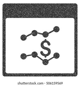 Financial Charts Calendar Page grainy textured icon for overlay watermark stamps. Flat symbol with scratched texture. Dotted vector gray ink rubber seal stamp with grunge design on a white background.