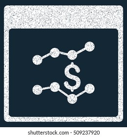 Financial Charts Calendar Page grainy textured icon for overlay watermark stamps. Flat symbol with dirty texture.