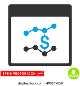 Financial Charts Calendar Page icon. Vector EPS illustration style is flat iconic bicolor symbol, blue and gray colors.