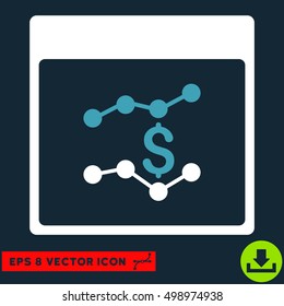 Financial Charts Calendar Page icon. Vector EPS illustration style is flat iconic bicolor symbol, blue and white colors.