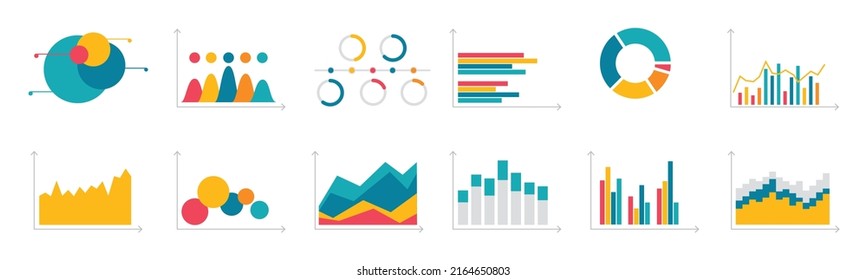 Gráficos financieros, estadísticas de datos de información, diagramas, información financiera, gráficos de mercado y gráficos de datos empresariales. Gráficos en ilustración vectorial.