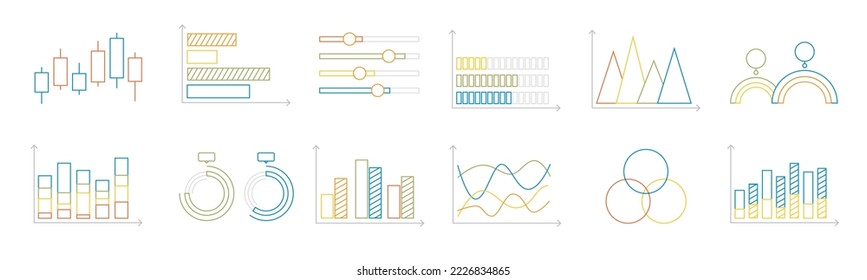 Financial charts, information data statistics, diagrams, financial information, market charts and business data graphics. Graphics in thin line vector illustration.