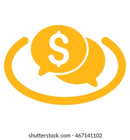 Financial Chat Area icon. Vector style is flat iconic symbol with rounded angles, yellow color, white background.