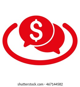 Financial Chat Area icon. Vector style is flat iconic symbol with rounded angles, red color, white background.
