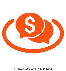 Financial Chat Area icon. Vector style is flat iconic symbol with rounded angles, orange color, white background.