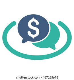 Financial Chat Area icon. Vector style is bicolor flat iconic symbol with rounded angles, cobalt and cyan colors, white background.