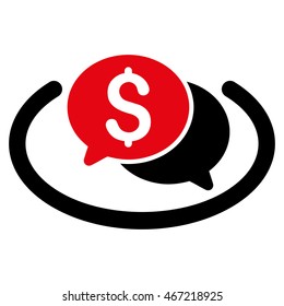 Financial Chat Area icon. Vector style is bicolor flat iconic symbol with rounded angles, intensive red and black colors, white background.