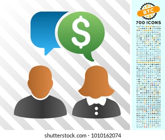 Financial Chat People gradient icon with 700 bonus bitcoin mining and blockchain design elements. Vector illustration style is flat iconic symbols designed for bitcoin websites.