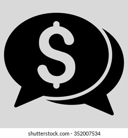 Financial Chat vector icon. Style is flat symbol, black color, rounded angles, light gray background.
