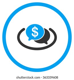 Financial Chat vector icon. Style is bicolor flat symbol, blue and gray colors, rounded angles, white background.