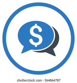 Financial Chat vector icon. Style is bicolor flat circled symbol, smooth blue colors, rounded angles, white background.