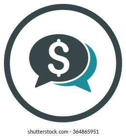 Financial Chat vector icon. Style is bicolor flat circled symbol, soft blue colors, rounded angles, white background.