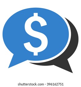 Financial Chat vector icon. Style is flat symbol, cobalt color, white background.