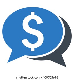 Financial Chat vector icon. Style is bicolor flat symbol, smooth blue colors, white background.