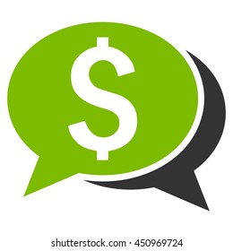 Financial Chat vector icon. Style is bicolor flat symbol, eco green and gray colors, white background.