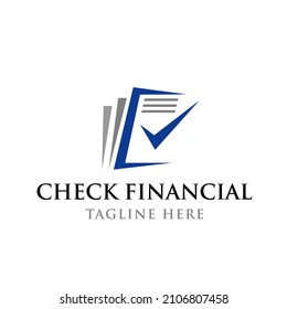 financial check with book concept vector logo design