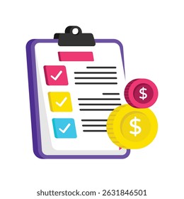 Financial Checklist Vector style icon. Eps 10 file