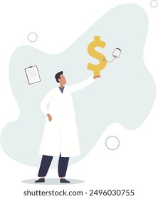 Financial checkup, diagnose income, expense and investment plan, wealth management or insurance concept.flat design.illustration with people.