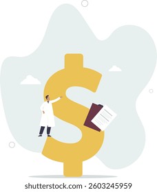 Financial checkup, diagnose income, expense and investment plan, wealth management or insurance concept.flat character life .