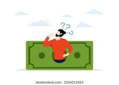 concepto de elección financiera o alternativa para tomar una decisión, pregunta sobre el dinero, dónde invertir, saldar deuda o invertir con fines de lucro, inversor empresario que tiene moneda de curso pensando en la inversión.