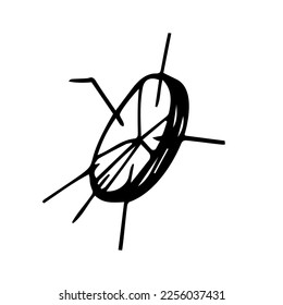 Financial circle, pie chart, infographics. Black and white sketch, logo, clipart, icon, pictogram, template. Isolated object on a white background. Vector image.