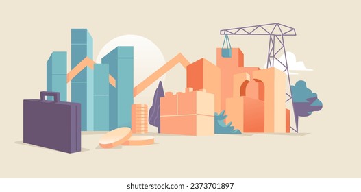 Financial city development vector illustration. 