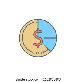 financial clock dusk style line icon. Element of banking icon for mobile concept and web apps. Dusk style financial clock icon can be used for web and mobile on white background