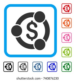 Financial Collaboration icon. Flat gray iconic symbol inside a light blue rounded rectangle. Black, gray, green, blue, red, orange color versions of Financial Collaboration vector.