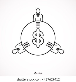 Financial Collaboration Round Table glyph toolbar icon for software design. Style is a gradient icon symbol on a white background.
