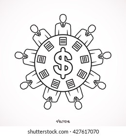 Financial Collaboration Round Table vector toolbar icon for software design. meeting Icon.