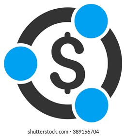 Financial Collaboration vector icon. Style is bicolor flat symbol, blue and gray colors, white background.