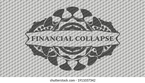 Financial Collapse text inside grey shiny hexagon style pattern realistic badge. Trendy chic background. Intense illustration. 