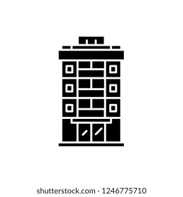 Financial company black icon, vector sign on isolated background. Financial company concept symbol, illustration 