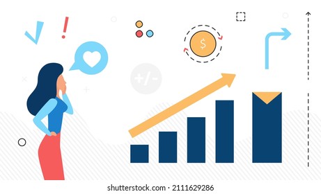 Financial company data analysis and economic graph evolution. Annual business chart visualisation