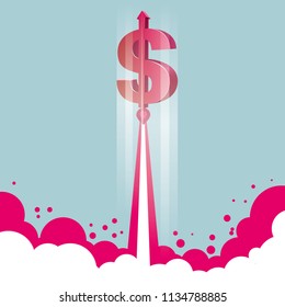  Financial concept design, rocket launch, rocket is the dollar sign.