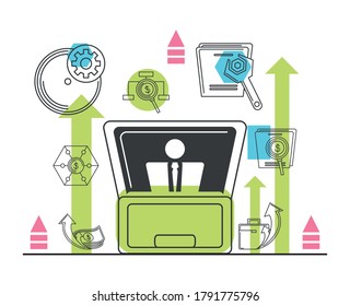 financial concept graph with arrow growth