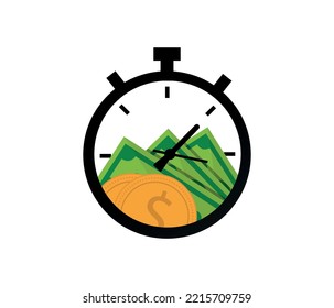 Financial concept, money investment, time and money icon.
