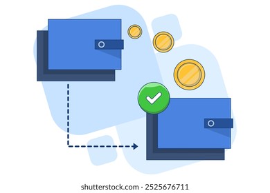 conceito financeiro com transferência de dinheiro. Enviando dinheiro para um cartão, para uma conta bancária ou uma e-wallet. transações e pagamentos financeiros. Ilustração de vetor plano em um plano de fundo.