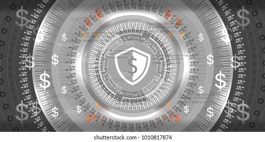 Financial Concept on Circle Technology Background with icon money for Business and Banking, vector illustration