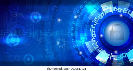 Financial Concept on Cyber Technology Background with icon money for Business and Banking, vector illustration