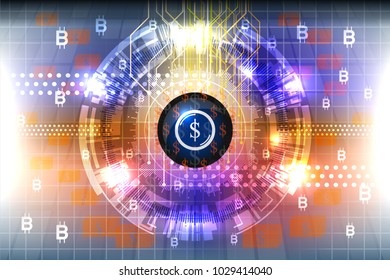 Financial Concept on Cyber Technology Background with icon money for Business and Banking, vector illustration