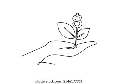 Concepto financiero. Ilustración gráfica de Vector de diseño de línea única.