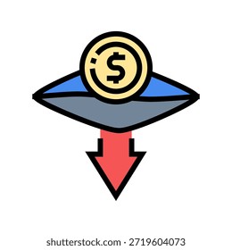 preocupações financeiras ícone de cor vetor. preocupações financeiras sinal. símbolo isolado ilustração