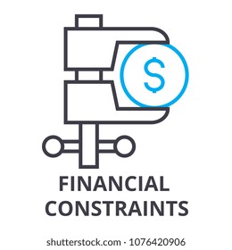 financial constraints thin line icon, sign, symbol, illustation, linear concept, vector 