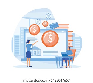 Financial consultant. calculating pensioners fund. retirement income control. flat vector modern illustration