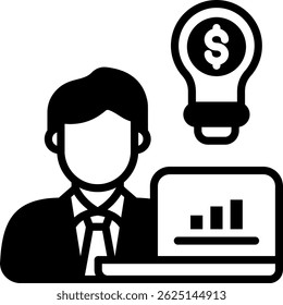 Icono de consultor financiero Ilustración vectorial mixta